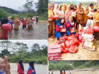 Dinsos Konawe Tembus Sungai Salurkan Bantuan untuk Warga Terisolir di Desa Aleuti