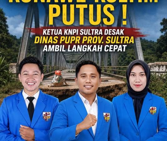 Jalan Penghubung Konawe–Koltim Putus, KNPI Sultra Desak Dinas PUPR Provinsi Bertindak Cepat