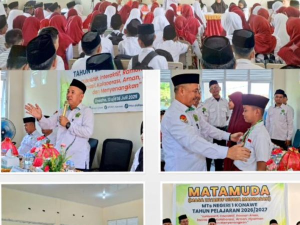 Kepala Kemenag Konawe Resmi Buka MATAMUDA MTsN 1 Konawe, 266 Siswa Baru Siap Tempuh Pendidikan Berkarakter dan Berprestasi