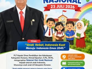 PLT Kadis Pendidikan dan Kebudayaan Konawe Ucapkan Selamat Hari Anak Nasional 2026, Ajak Wujudkan Generasi Hebat Menuju Indonesia Emas 2045