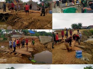 Gotong Royong Warga Warnai Pembangunan Jembatan Inpres di Linonggasai, TNI-Polri Bersinergi Jaga Akses Penghubung Antar Desa