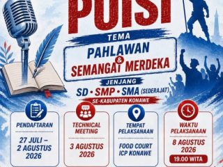 PLT Kadis Dikbud Konawe Ahmad Djauhari Ajak Pelajar Tumbuhkan Semangat Nasionalisme Melalui Lomba Baca Puisi Kemerdekaan 2026