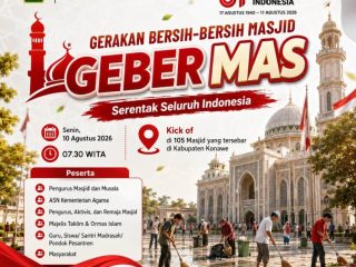 Kepala Kemenag Konawe H. Hasrun Taleo Dorong GEBER MAS, 105 Masjid Serentak Dibersihkan