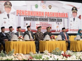 PLT Kadis Pendidikan Konawe Ahmad Djauhari Hadiri Pengukuhan Paskibraka Kabupaten Konawe Tahun 2026